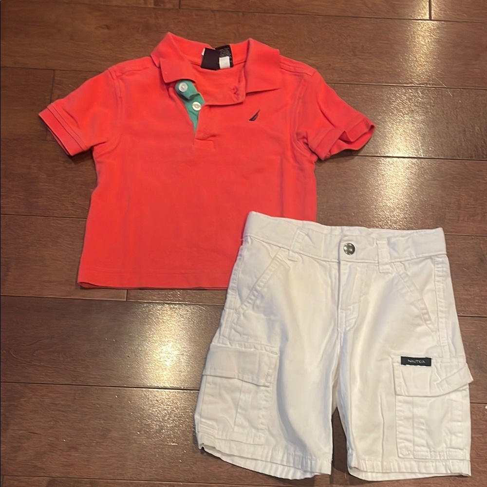 Nautica Kids Polo Shirt and White Shorts